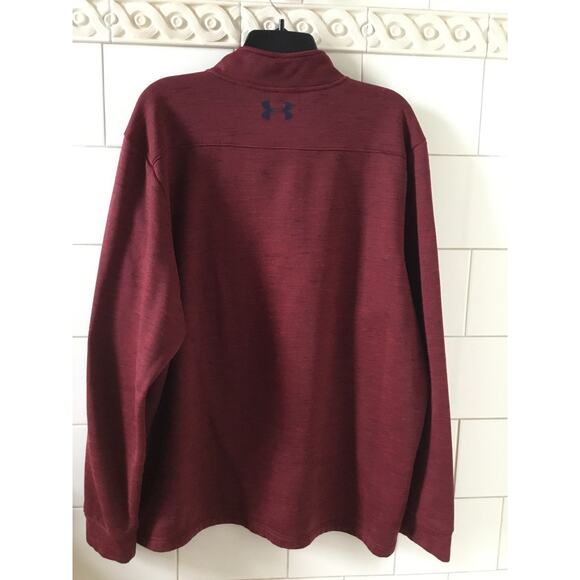 Under Armour Loose Coldgear Men's Cranberry 1/4 Zip Slub Pullover size XXL - Picture 2 of 3